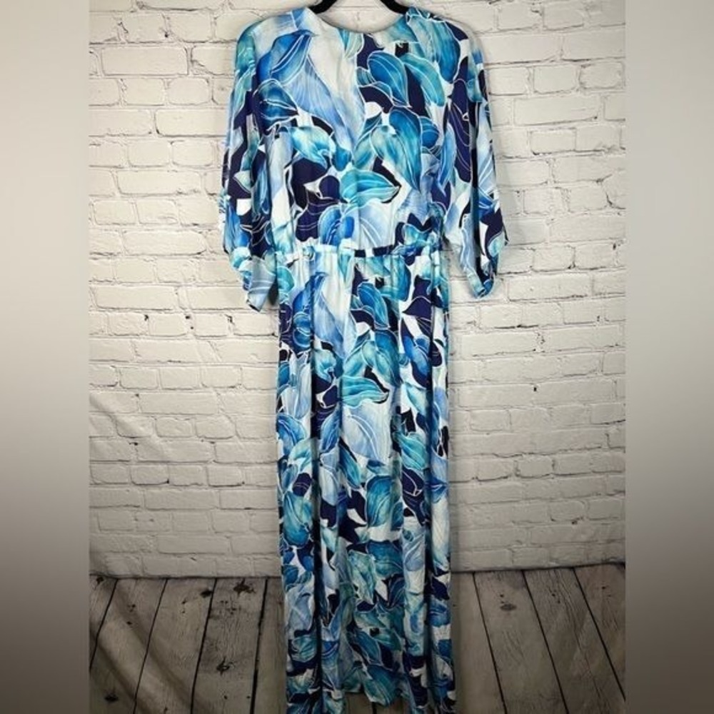 Pietro Brunelli Verbena Maternity Maxi Dress Short Slit Sleeve Blue White Floral - Picture 3 of 13